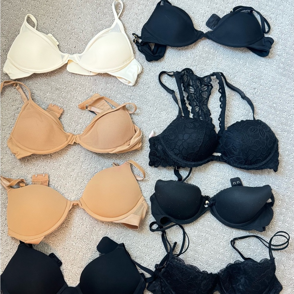 Elegant Women's Lace and Solid Bra Set - Black, Cream, Tan
